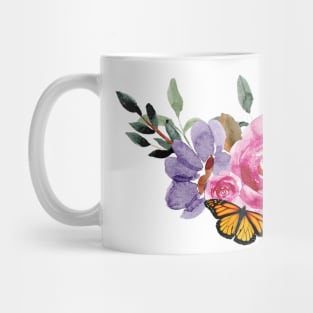 Monarch Butterflies Floral Bouquet Mug